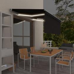 Auvent rétractable manuel avec store LED 3,5x2,5 m Anthracite