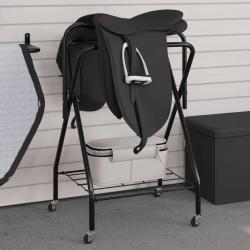 Porte-selle pliable autoportant noir fer