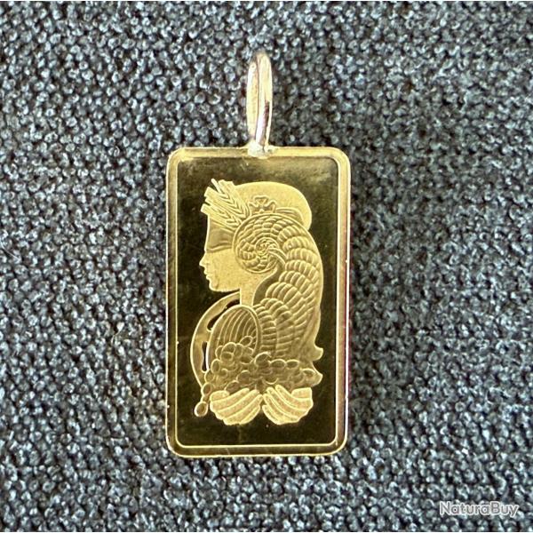 Pendentif Lingot or 5 g mont en pendentif - Suisse - 24 carats - PAMP