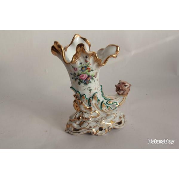 Vase porcelaine Vieux Paris Corne d'abondance XIXe sicle
