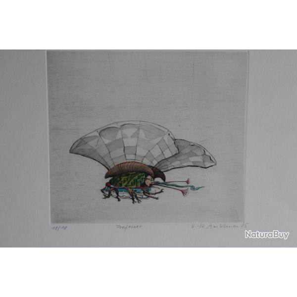 Lithographie Hans Rudolf AMBAUEN Professor