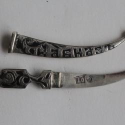 Couteau miniature argent niellé Russe
