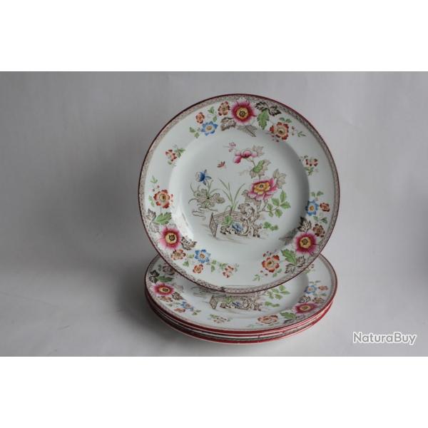 4 Assiettes faence Wedgwood Eastern flowers