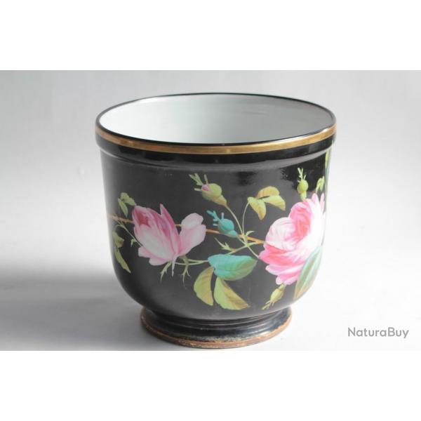 Cache pot porcelaine Fleur Roses Napolon III