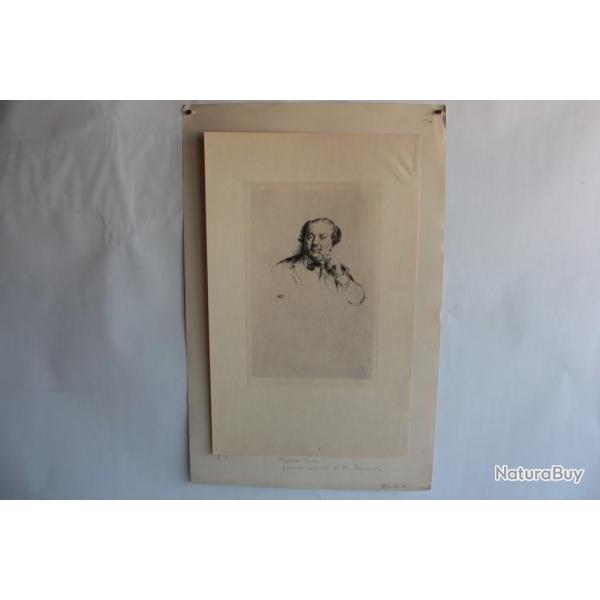 Gravure Pointe sche Marcellin DESBOUTIN Portrait Hippolyte Babou
