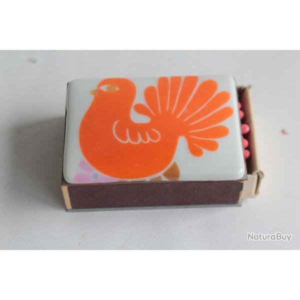 tui Boite d'allumettes porcelaine Oiseau 1960 vintage
