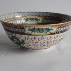 Bol porcelaine dragons Chine vintage