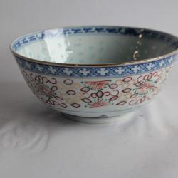 Bol porcelaine dragon grains de riz Chine vintage