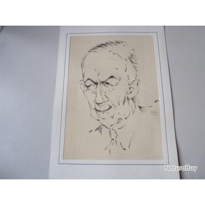 Dessin Original Frank Lewis Emanuel - Scène De Rue à Ledbury - 1945 - Signé