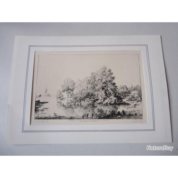 Gravure XIXe sicle Ferme Bords de L'Oise