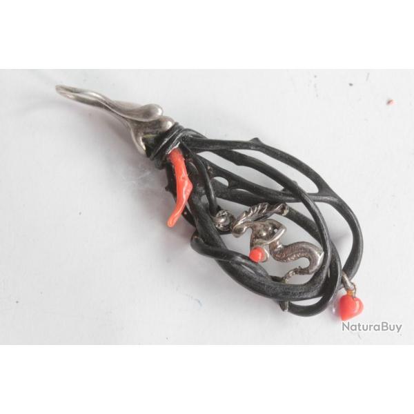 Bijoux Artisanal Pendentif argent corail sirne
