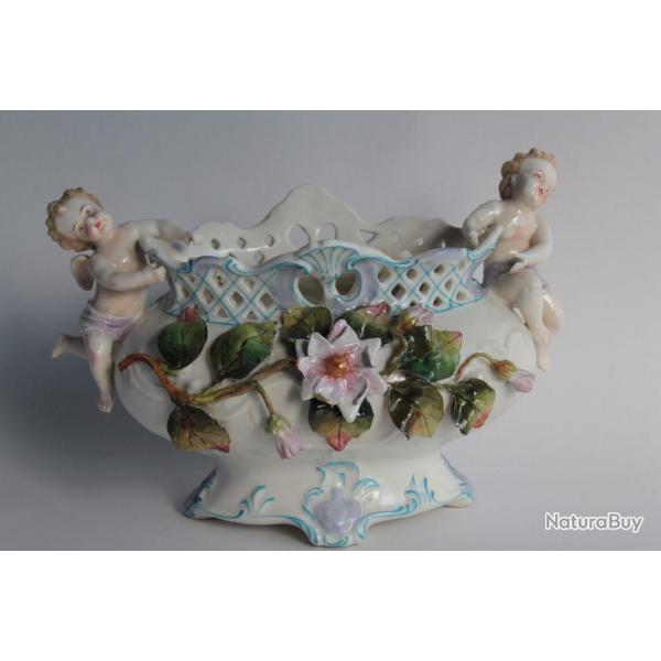 Jardinire porcelaine peinte Angelots