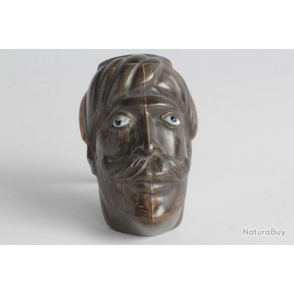 Tabatire anthropomorphe Homme Turc corne XIXe sicle