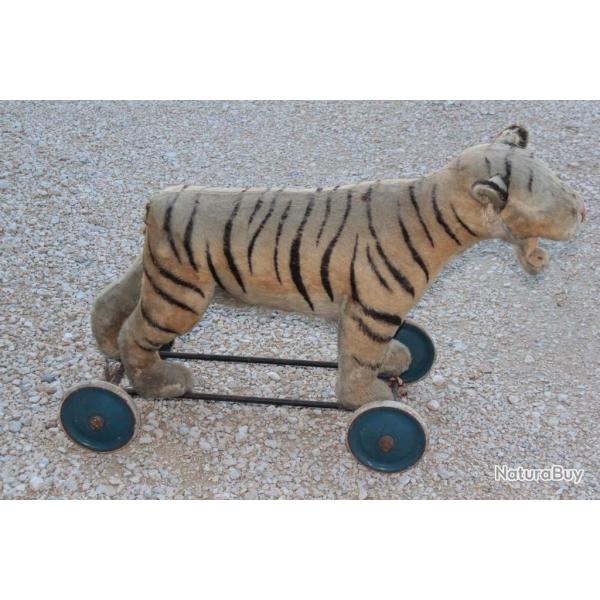STEIFF Ancien jouet  tirer Tigre