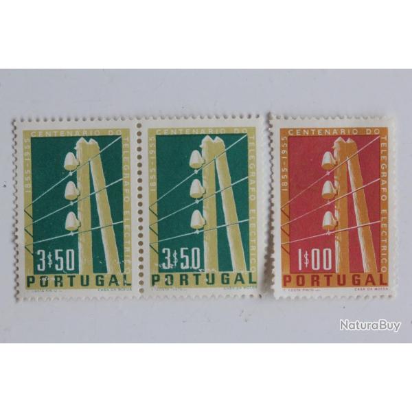 Timbres Portugal centenaire du tlgraphe lectrique 1955 neufs