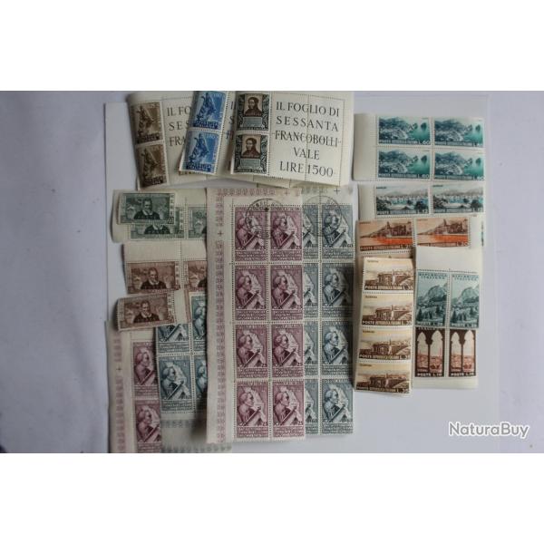 Timbres Italie 1953-1954 bloc x4 neufs