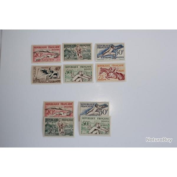 Timbres franais srie JO Helsinki 1952 neufs