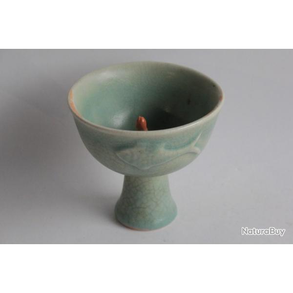 Bol  pied cramique Poisson Tortue Chine Stem cup