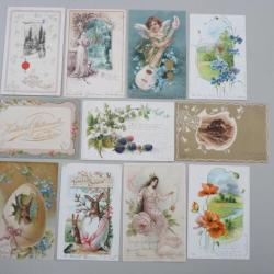 11 CPA Fantaisie Relief Pâques Femme Fleurs Carte Postale