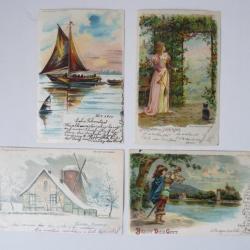 4 CPA avec jeu de lumières METEOR Carte Postale