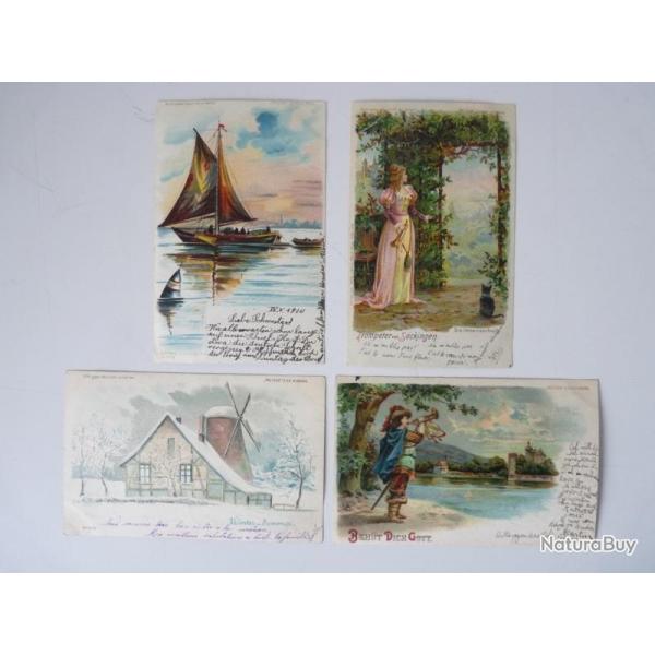 4 CPA avec jeu de lumires METEOR Carte Postale