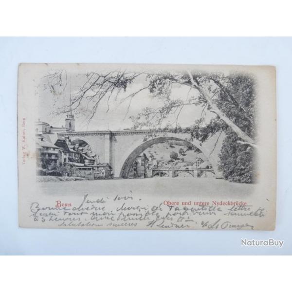 CPA Suisse Berne Bern obere und untere Nydeckbrcke 1900 Carte Postale