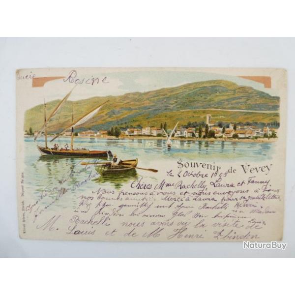CPA Suisse Vaud Souvenir de Vevey 1898 Carte Postale