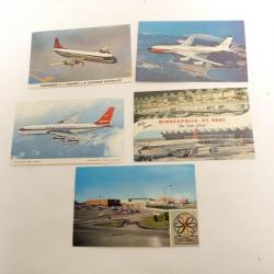 5 CP Avion Aéroport NORTHWEST Orient Airlines Carte Postale