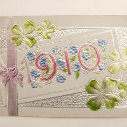 CPA illustrée gaufrée Bonne année 1910