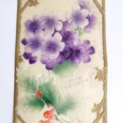 CPA celluloïd Fleurs Mille Baisers Carte Postale