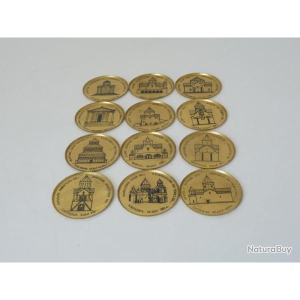 12 Dessous de verre Mtallique Religion Russe Art de la table
