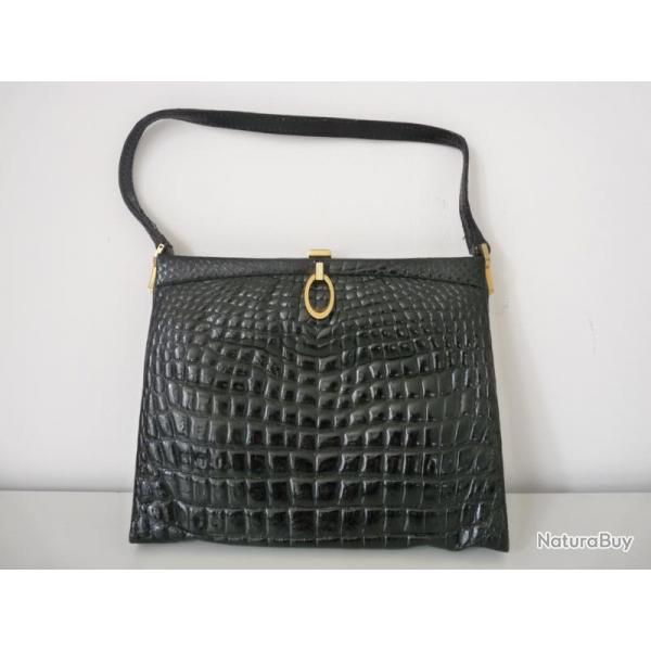 Ancien Sac  main Croco accessoire de mode vintage