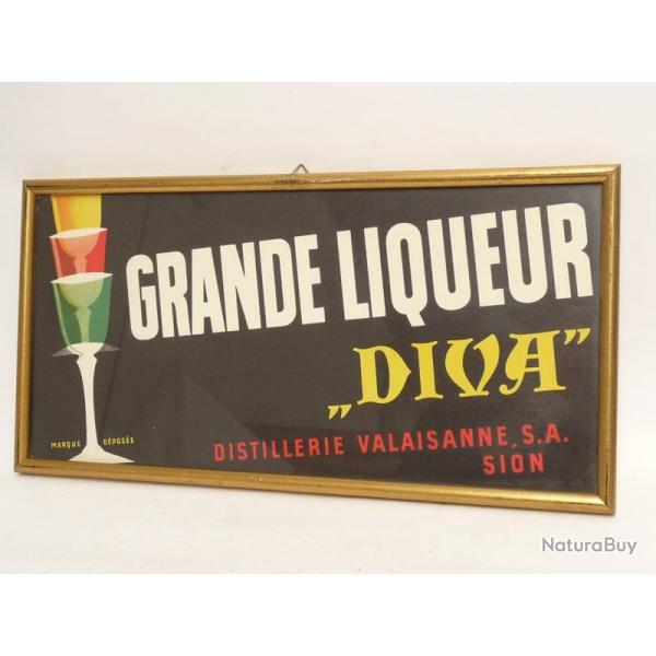 Plaque publicitaire alcool liqueur DIVA Suisse