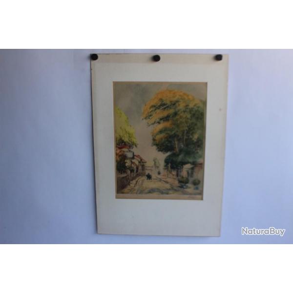 Eau Forte signe Rue de village J. F. Millet Barbizon