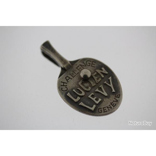 Pendentif Argent Challenge Lucien LEVY Genve Ping-pong Bijoux
