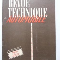 RTA Revue Technique Automobile N°69 1952 Auto SIMCA 9