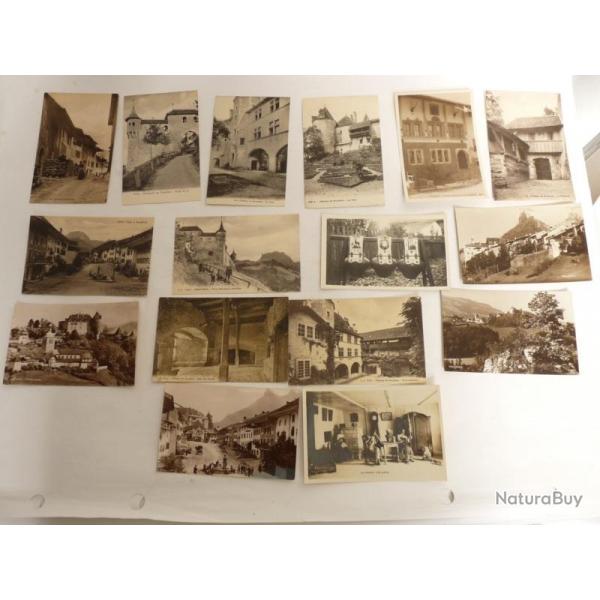 Ensemble de 15 CPA Suisse Fribourg Gruyres