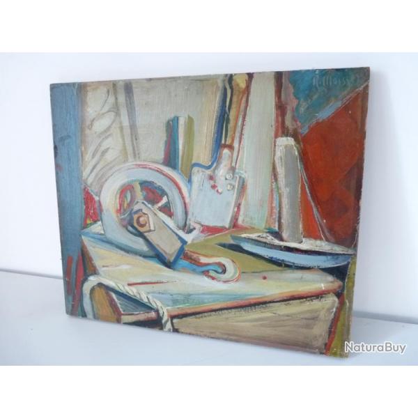 Peinture Raymond MOISSET atelier tailleur de pierres 1945