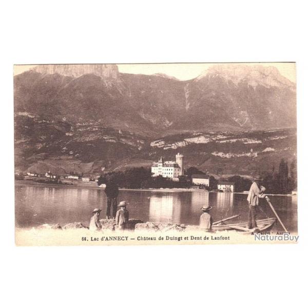 CPA 74 Haute-Savoie Lac d'Annecy Chteau de Duingt Dent de Lanfont Carte