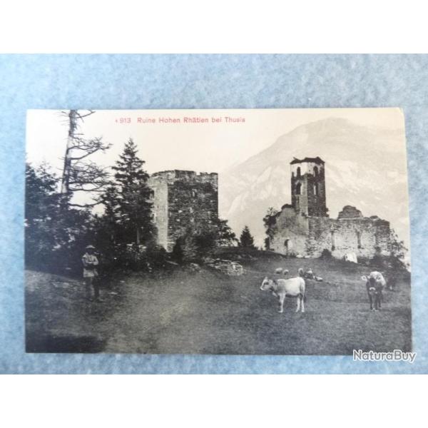 CPA Suisse Grisons Ruine Hohen Rhtien bei Thusis Carte Postale