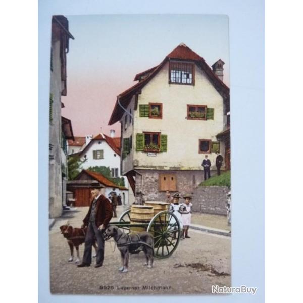 CPA Suisse Lucerne Luzerner Milchmann Voiture  chiens