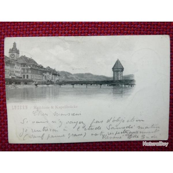 CPA Suisse Lucerne Rathaus Kapellbrcke Pont Carte Postale