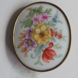 Ancienne Broche porcelaine émaillée vermeil