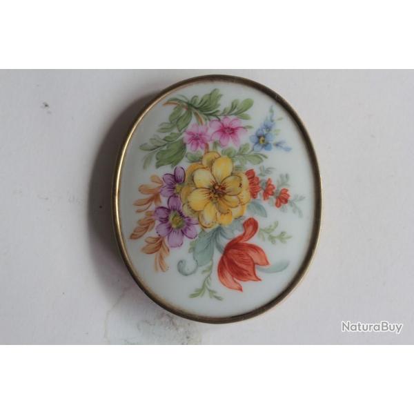 Ancienne Broche porcelaine maille vermeil