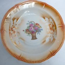 Assiette creuse porcelaine émaillée Bouquet de Fleurs