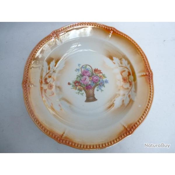 Assiette creuse porcelaine maille Bouquet de Fleurs