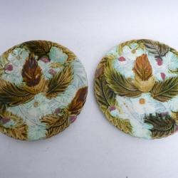 Assiette barbotine Art Nouveau (x2)