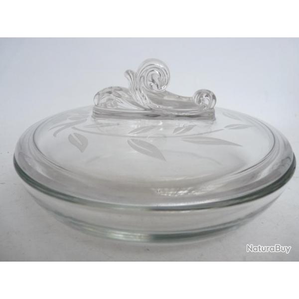 Grande boite  biscuit en verre Art dco