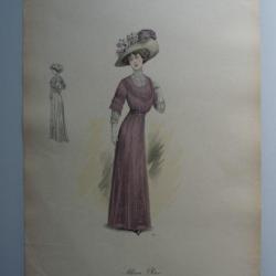 Grande Gravure Accessoires de Mode Femme 1910 Chapeaux