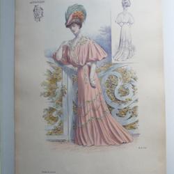 Grande Gravure Accessoires de Mode Femme 1900 Chapeaux